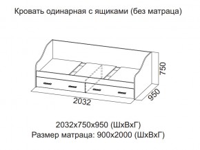 Кровать одинарная с ящиками (Без матраца 0,9*2,0) в Заводоуковске - zavodoukovsk.magazin-mebel74.ru | фото